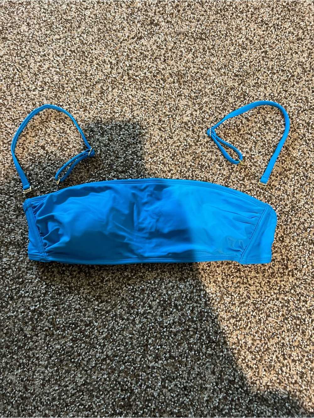 Womens Blue Bandeau Swim Top with Removable Straps
